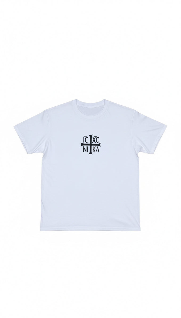 White Orthodox Christian T-Shirt on white background